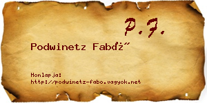 Podwinetz Fabó névjegykártya